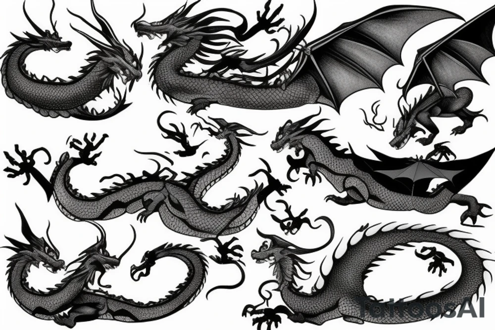 Dragon flying over ocean tattoo idea