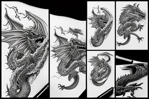 Dragon flying over ocean tattoo idea