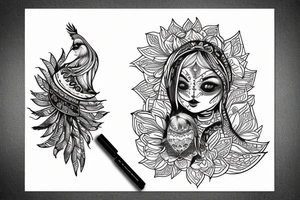 junge indianerfrau mit Eule tattoo idea