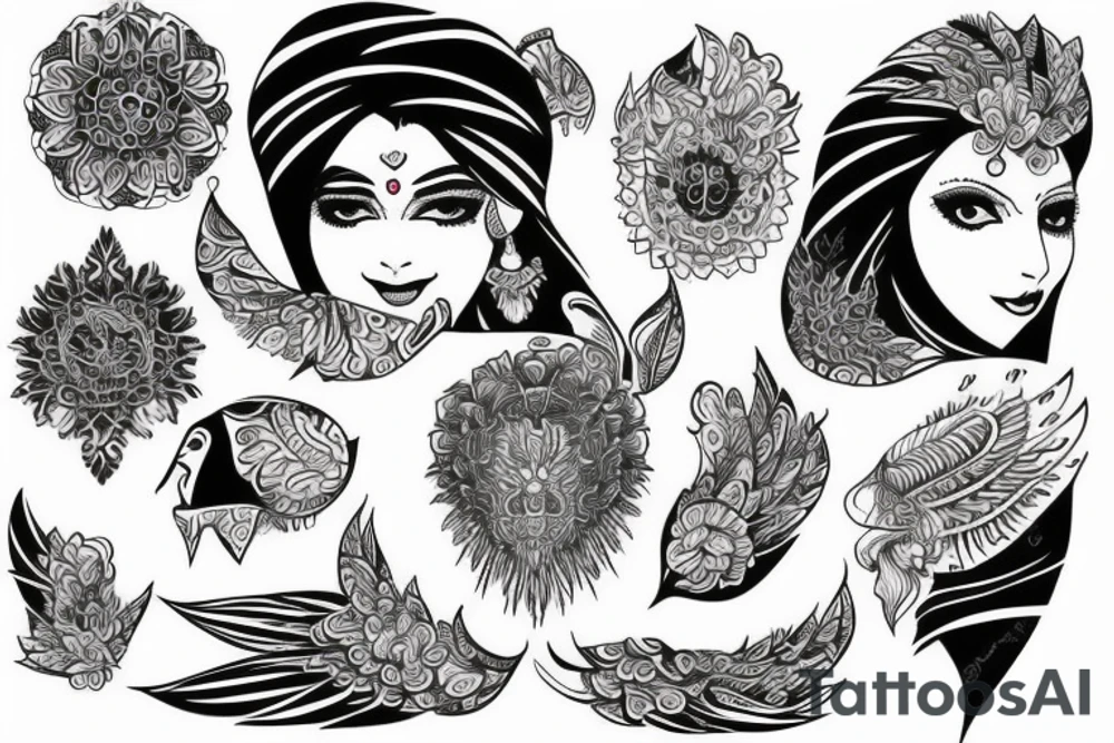 junge indianerfrau mit Eule tattoo idea