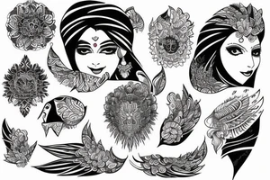 junge indianerfrau mit Eule tattoo idea