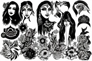 junge indianerfrau und Eule tattoo idea