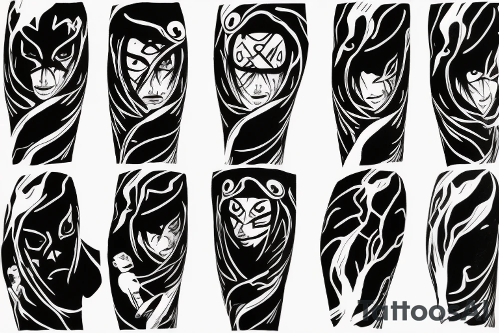 Itachi Uchiha crows silhouette flowing from right arm tricep to right trap tattoo idea