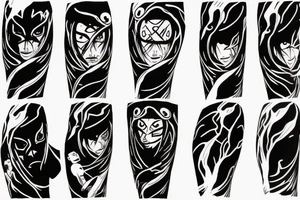 Itachi Uchiha crows silhouette flowing from right arm tricep to right trap tattoo idea
