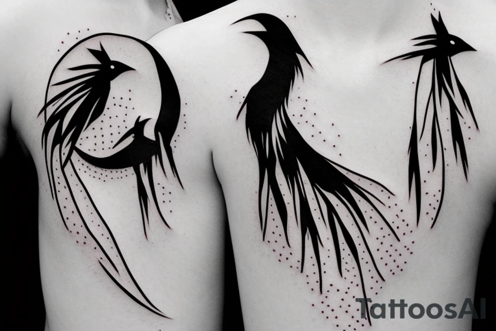 Itachi Uchiha crows silhouette flowing in a line tattoo idea