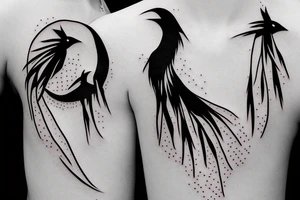 Itachi Uchiha crows silhouette flowing in a line tattoo idea