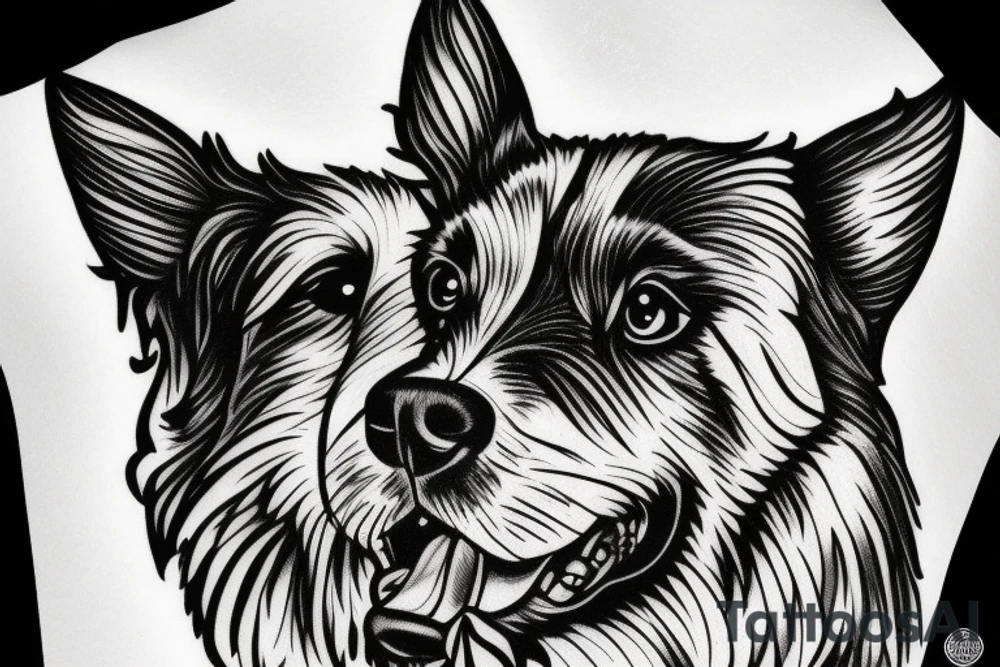 Dog, closeup wide angle, American shepard tattoo idea