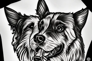 Dog, closeup wide angle, American shepard tattoo idea
