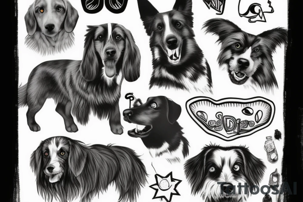 Dog, closeup wide angle, American shepard tattoo idea