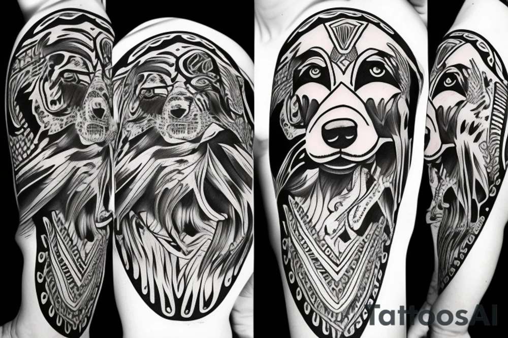 Dog, closeup wide angle, American shepard tattoo idea
