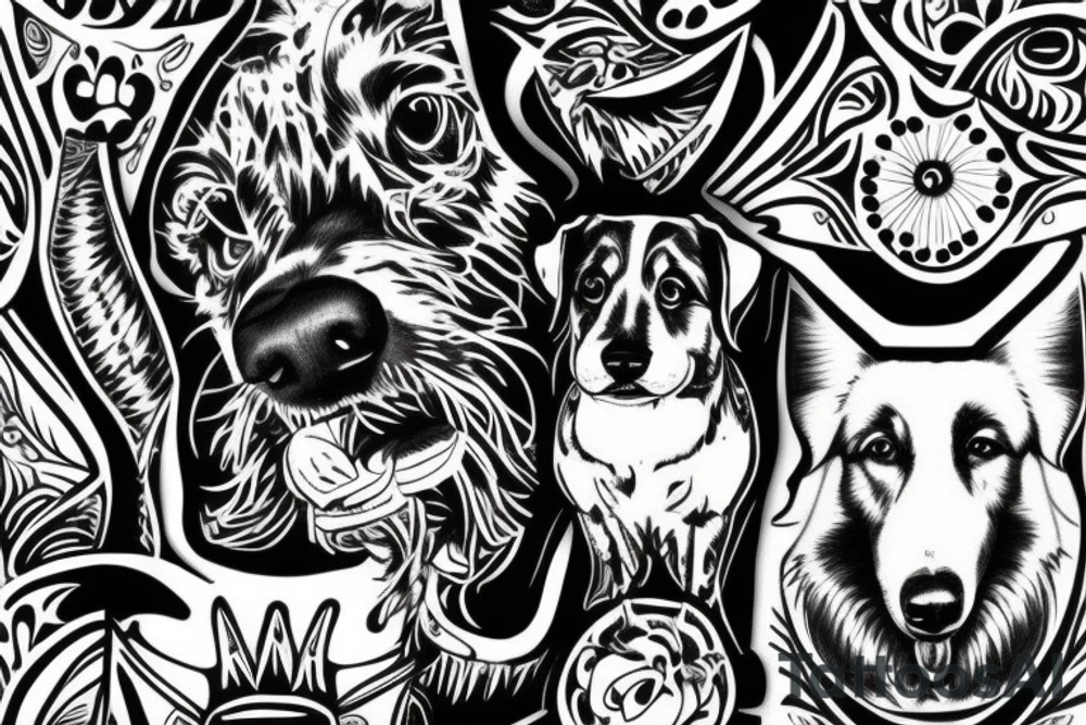Dog, closeup wide angle, American shepard tattoo idea