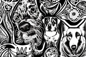 Dog, closeup wide angle, American shepard tattoo idea