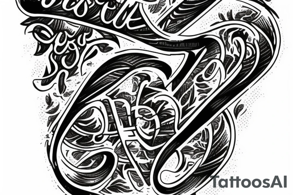 Letter half Open with text tattoo idea
