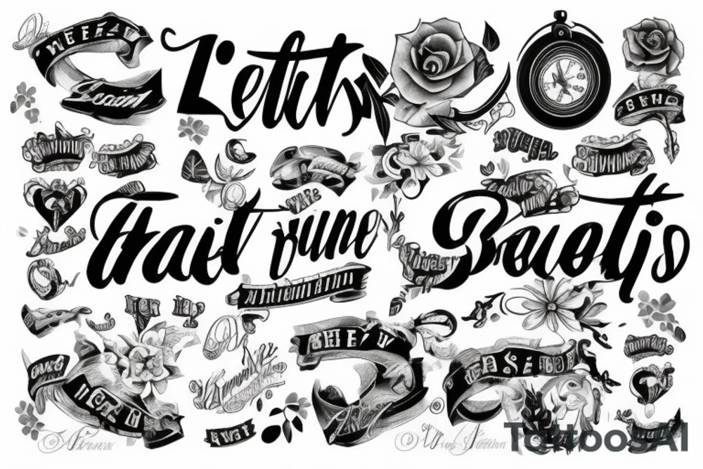 Letter half Open with text tattoo idea