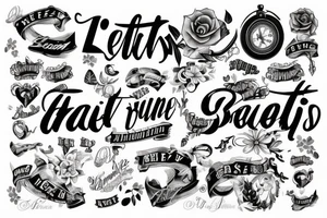 Letter half Open with text tattoo idea