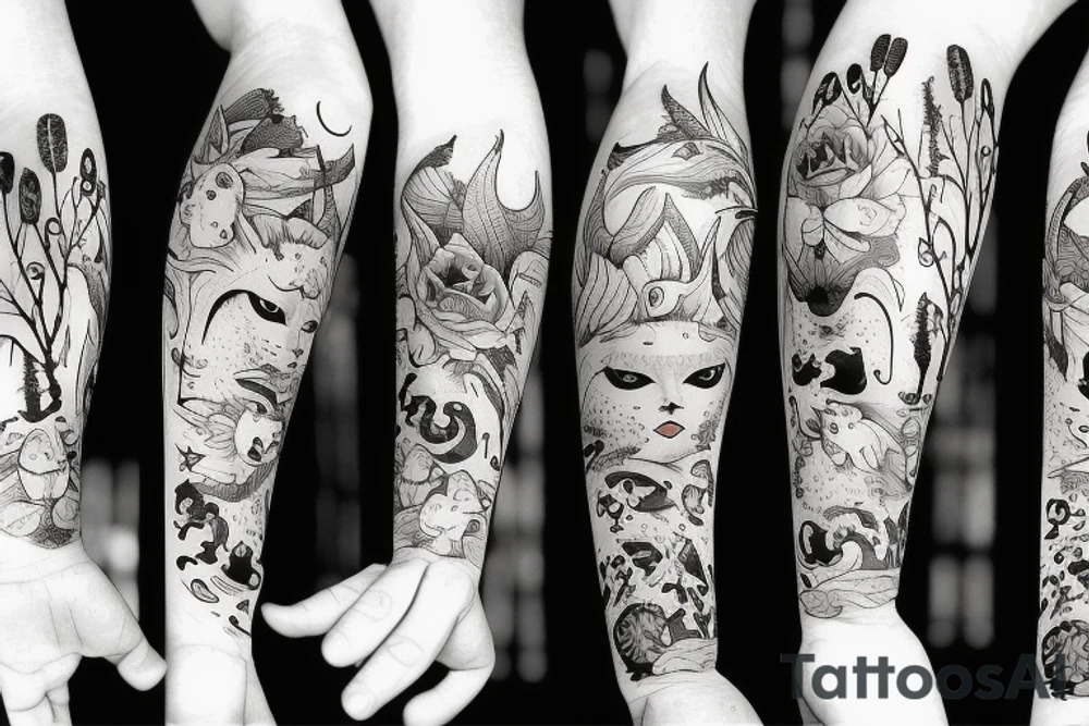snow, cats tattoo idea