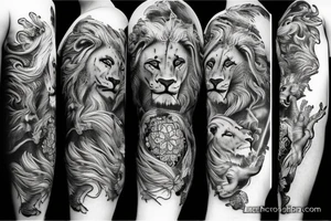a lion with a guardian angel tattoo idea