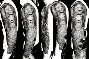 a lion with a guardian angel tattoo idea