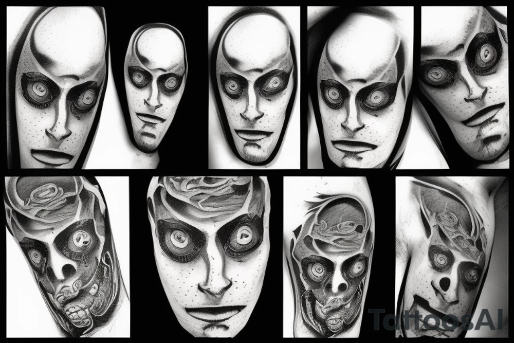 a man falling into the void watched by an eye tattoo idea