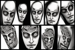 a man falling into the void watched by an eye tattoo idea