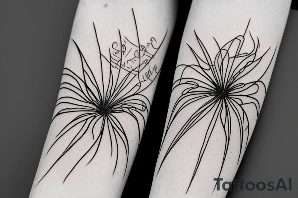 Spider lily with the word "dragoste" as the stem tattoo idea