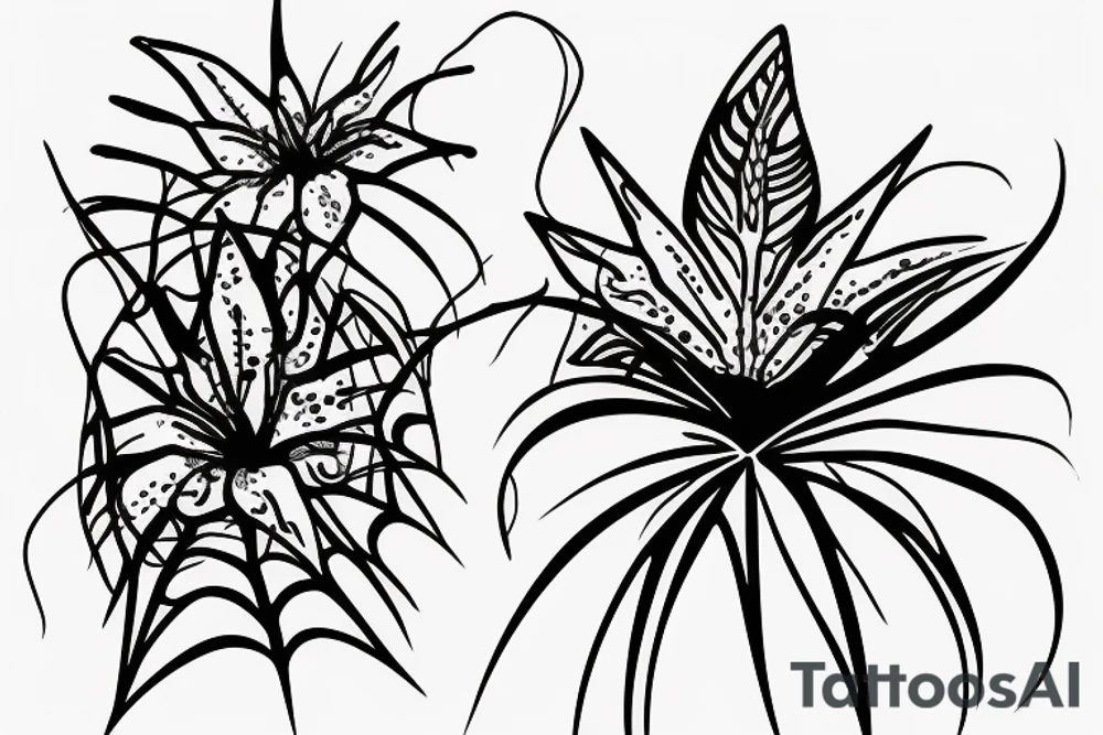 Spiderlily with the word "dragoste" as the stem tattoo idea