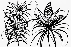 Spiderlily with the word "dragoste" as the stem tattoo idea