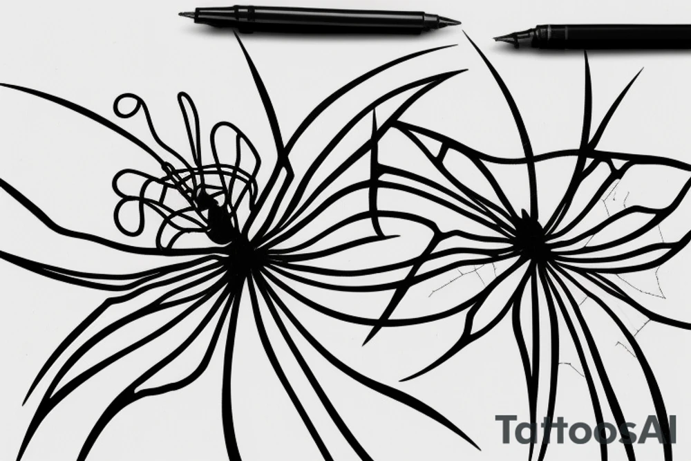 Spiderlily with the word "dragoste" as the stem tattoo idea