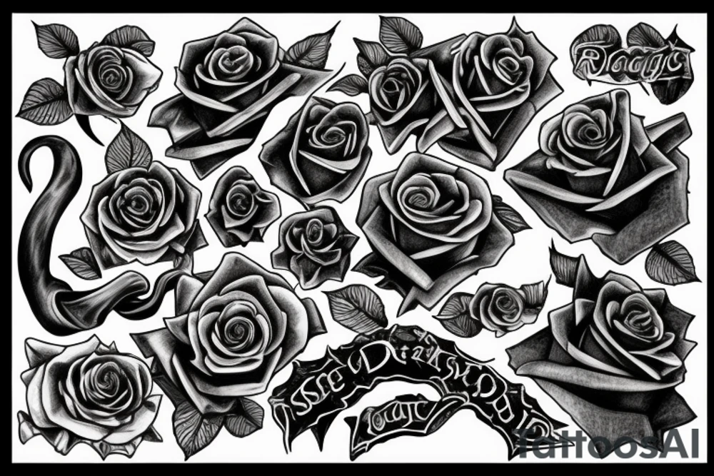 Rose with the word dragoste in the stem tattoo idea