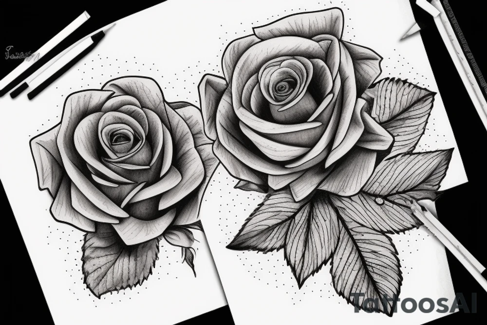 Rose with the word dragoste in the stem tattoo idea