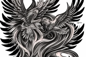 Black and grey phoenix tattoos realistic upper arm tattoo idea
