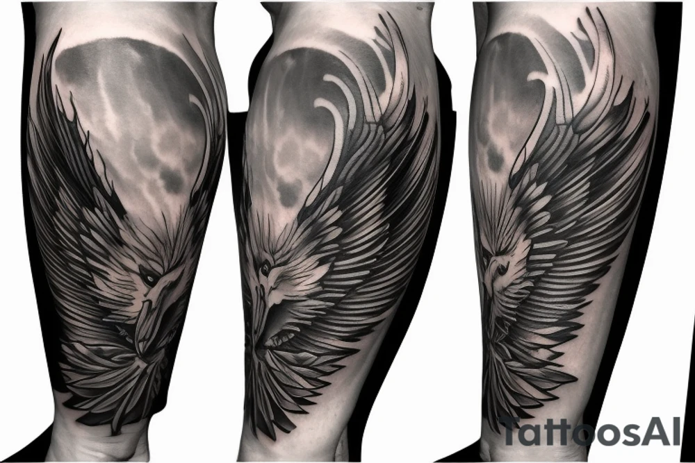 Black and grey phoenix tattoos realistic upper arm tattoo idea