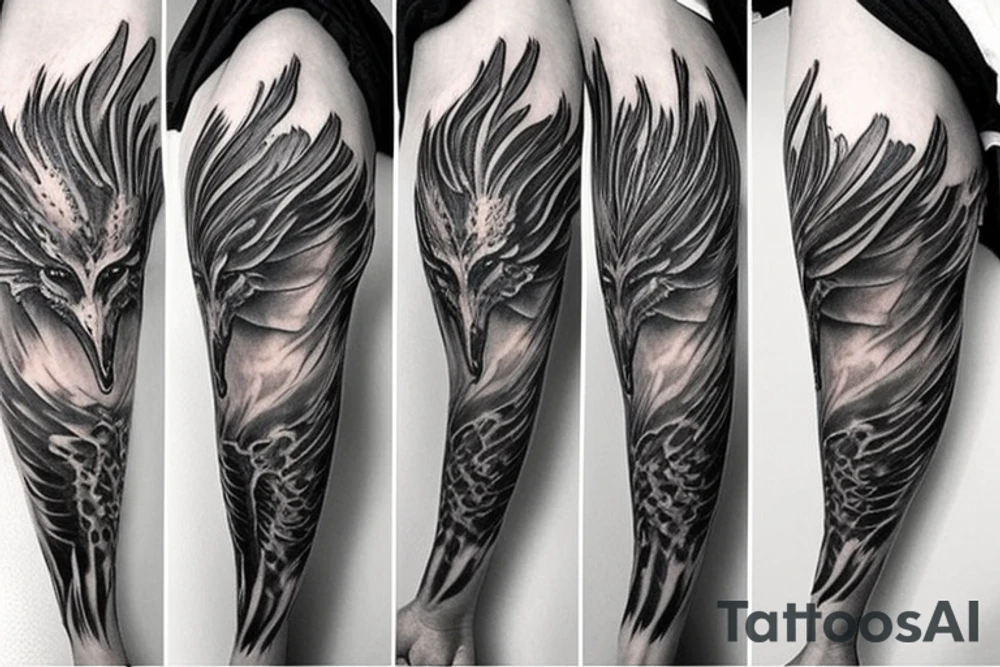 Black and grey phoenix tattoos realistic upper arm tattoo idea