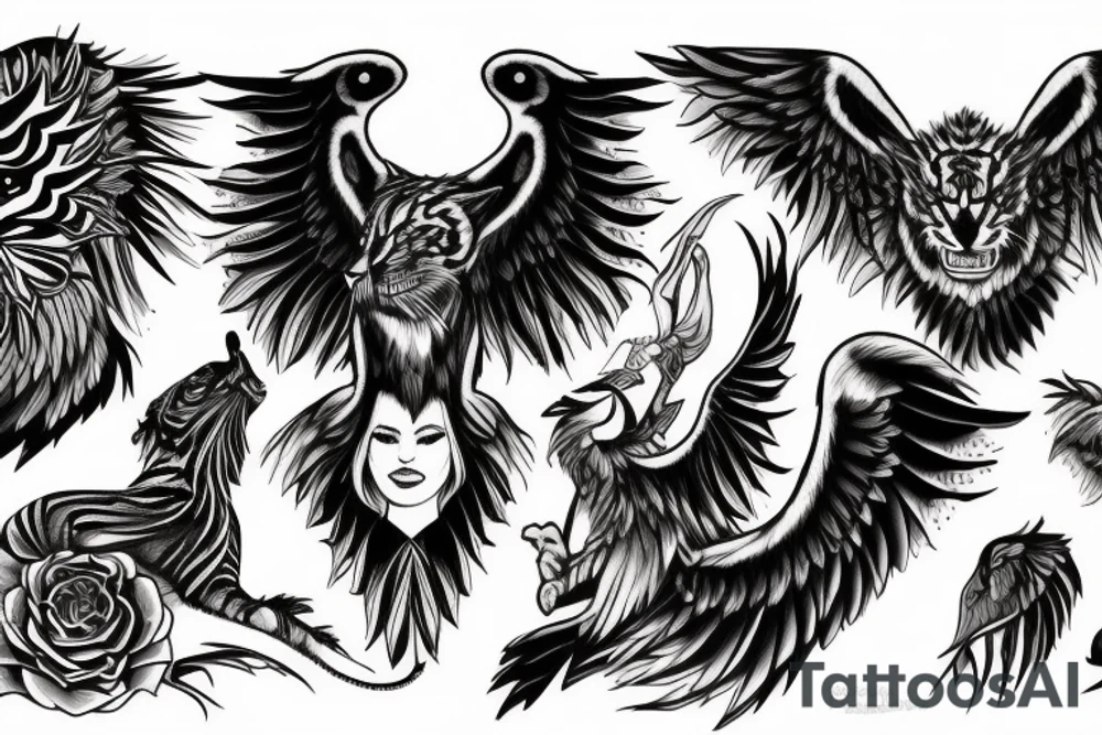 Pheonix and tiger tattoo idea