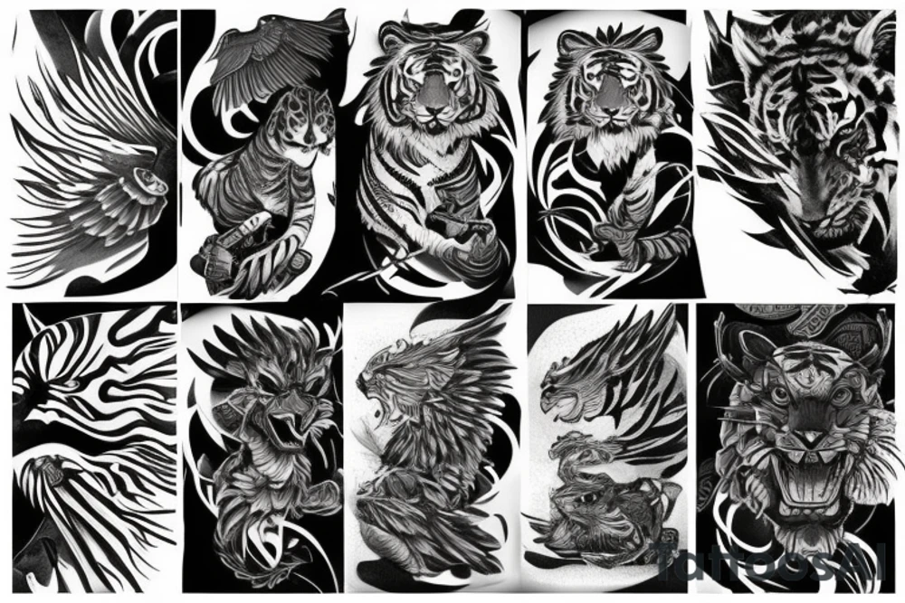 Pheonix and tiger tattoo idea