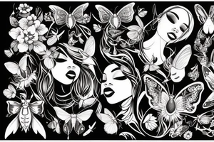 Black women moths around her tattoo idea