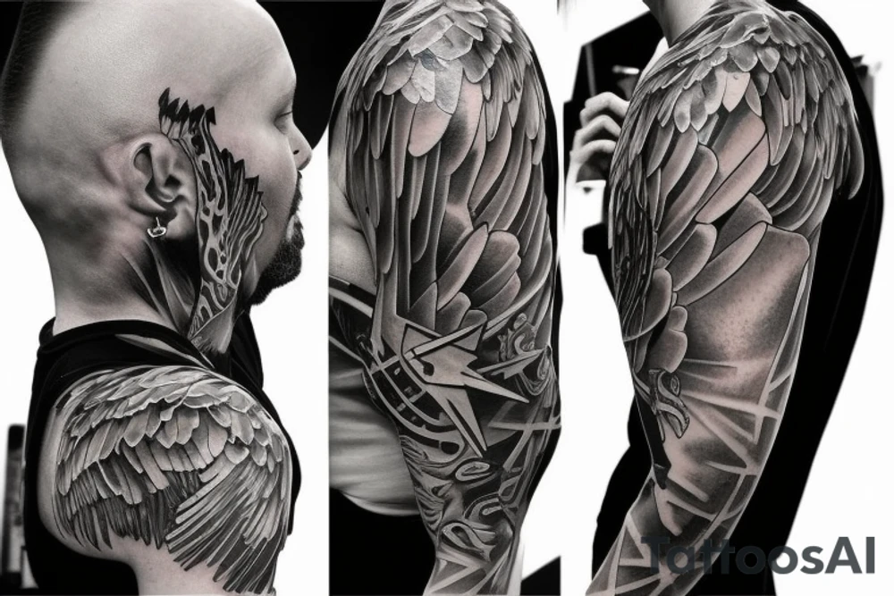 Archangel neck tattoo idea