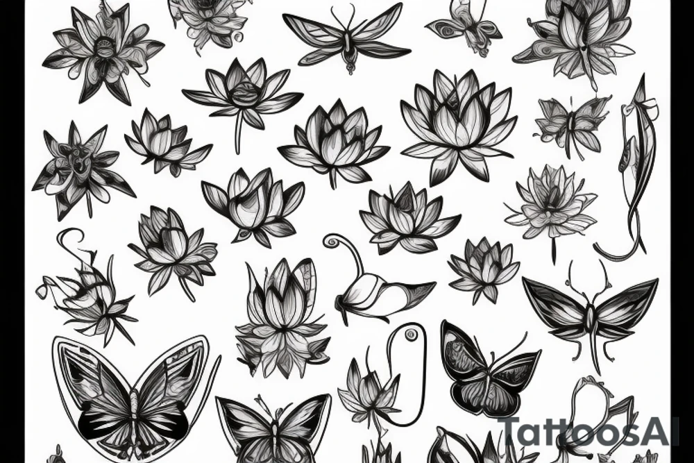 Lotus Blume Schmetterling Zauber leben tattoo idea