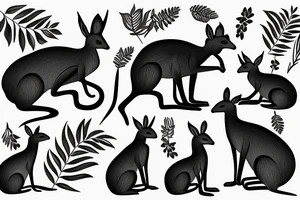 black kangaroo with silver fern tattoo idea
