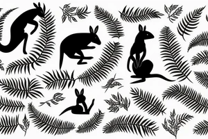 black kangaroo with silver fern tattoo idea