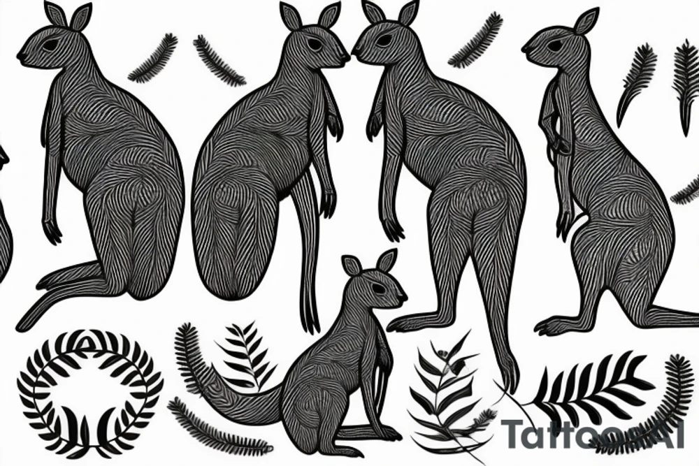 kangaroo with silver fern tail tattoo idea
