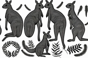 kangaroo with silver fern tail tattoo idea