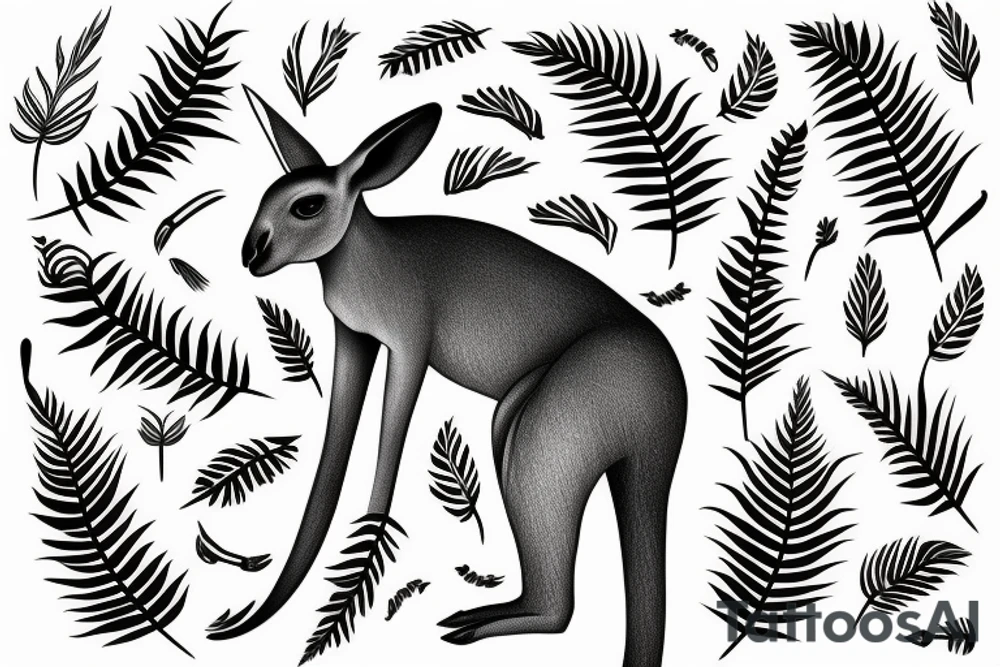 kangaroo with silver fern tail tattoo idea