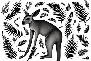 kangaroo with silver fern tail tattoo idea