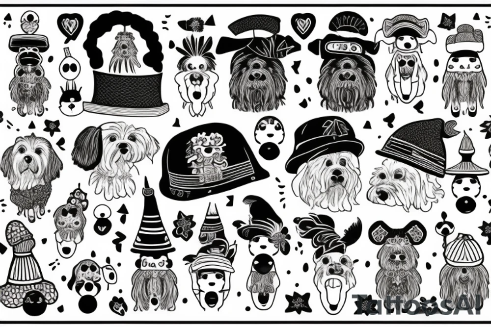 a cockapoo with a funny hat tattoo idea