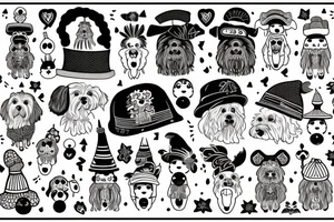 a cockapoo with a funny hat tattoo idea