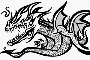 a dragon with flames coming out its mouth tattoo idea