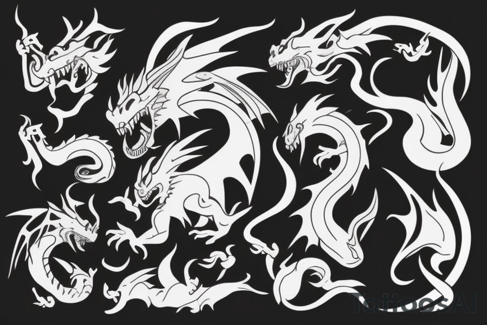 a dragon with flames coming out its mouth tattoo idea