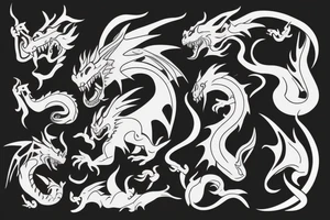 a dragon with flames coming out its mouth tattoo idea