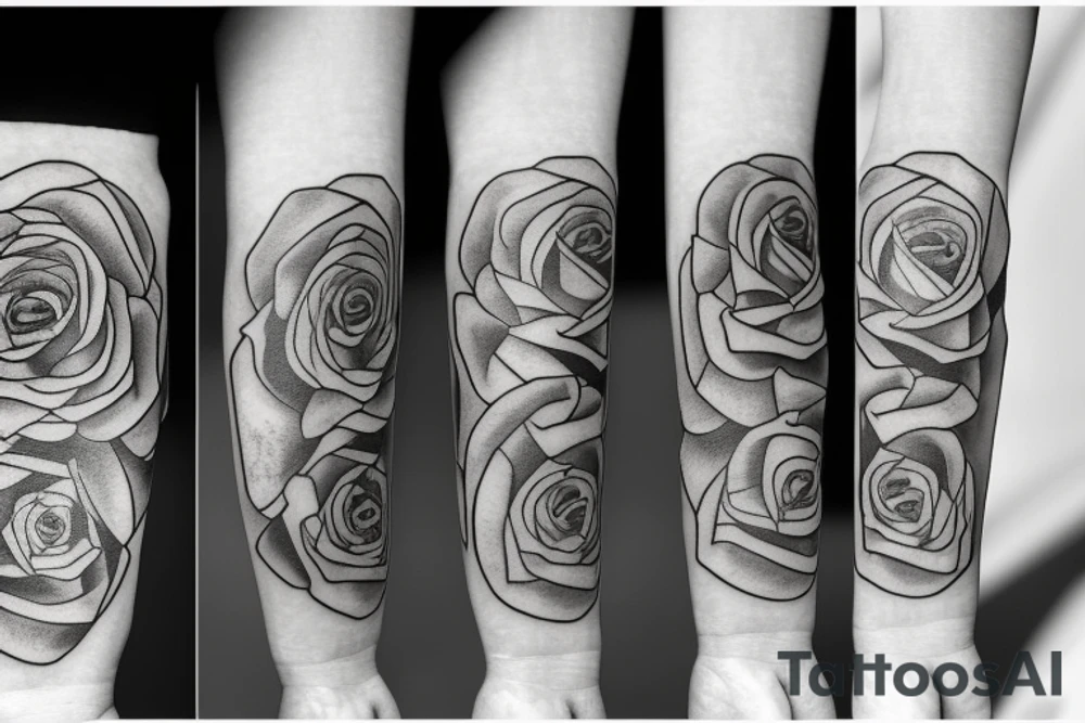 rectangle containing an iris and a rose tattoo idea